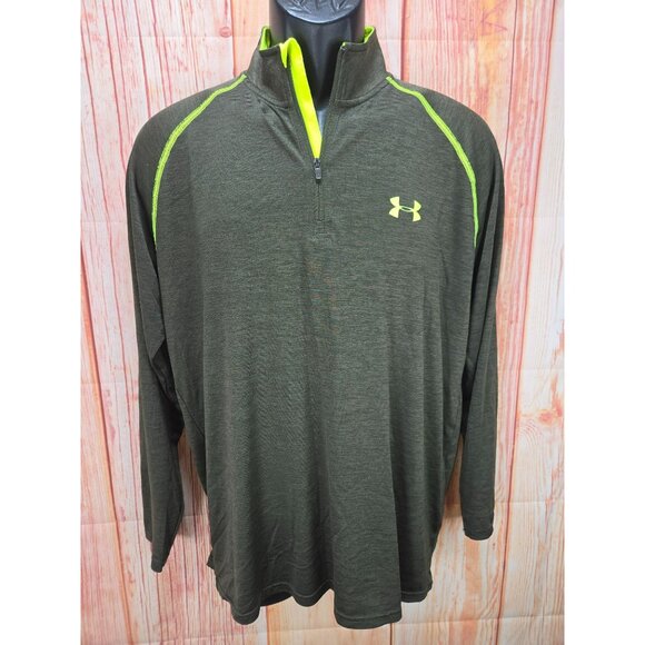 Under Armour Mens HeatGear Loose Fit 1/4 Zip Pullover Medium Green - Picture 1 of 8